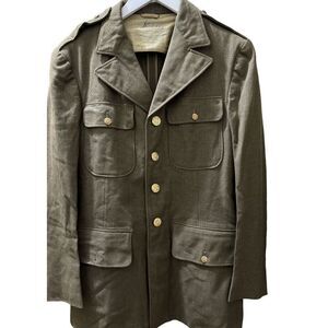 U.S. Military WWII Army Men's 39L  Olive Green Serge Wool Coat  40s Style Dress